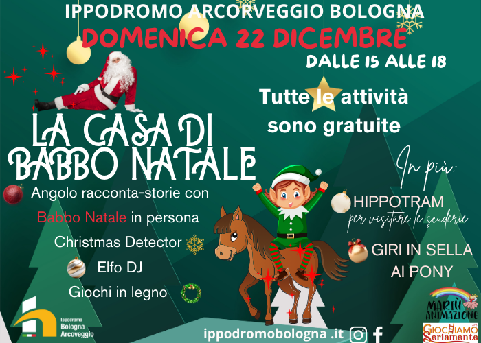 DOMENICA 22 DICEMBRE "LA CASA DI BABBO NATALE"- Evento per famiglie